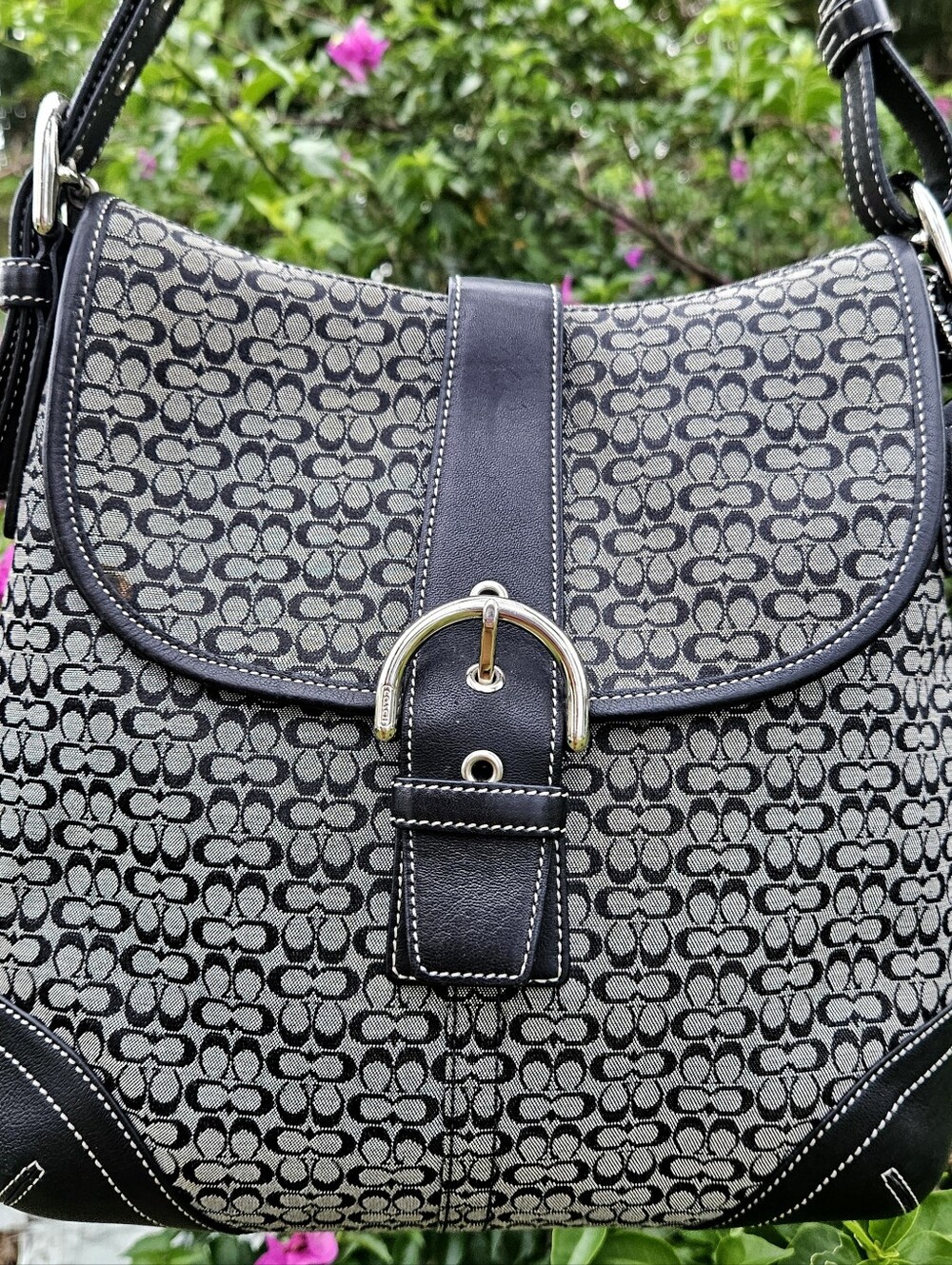 Coach Soho Micro Signature Convertible Signature Flap Bag Black – Style 6376